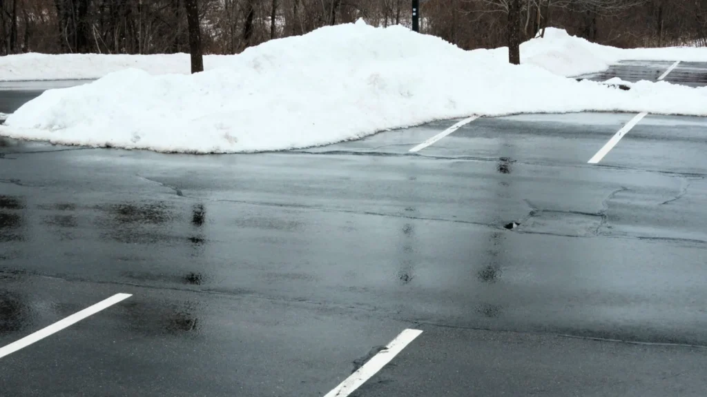 Snow cleared from a commercial parking lot by J. Hunziker Paving
