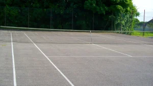 Asphalt tennis court installed by J. Hunziker Asphalt Paving.